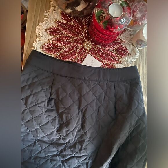 ATHLETA  Apres Ski Mini Skirt Size 8 Black Quilted Pockets Full Front Zip NEW - Picture 12 of 13